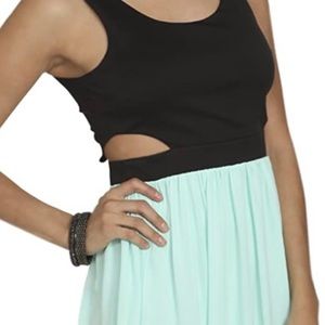 Wet Seal Dress. Black Top, Mint/Teal bottom.